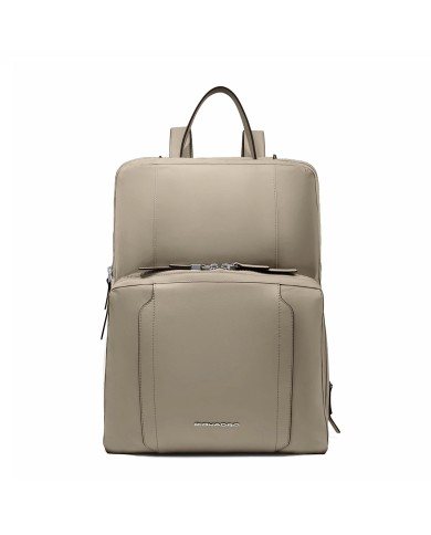 PIQUADRO ZAINO DONNA BACKPACK CIRCLE IN PELLE E TESSUTO ESPANDIBILE PORTA PC 15,6" E IPAD BEIGE CA6216W92T CO