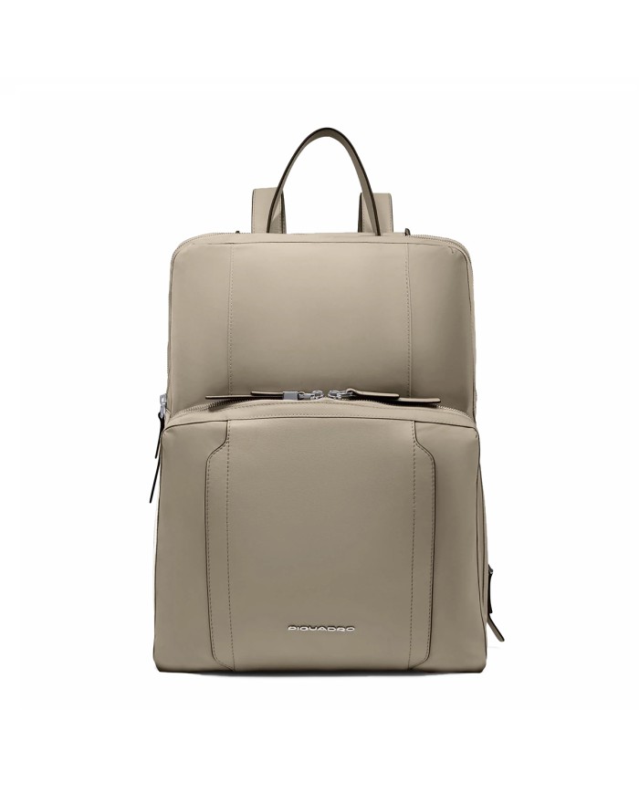 PIQUADRO ZAINO DONNA BACKPACK CIRCLE IN PELLE E TESSUTO ESPANDIBILE PORTA PC 15,6" E IPAD BEIGE CA6216W92T CO