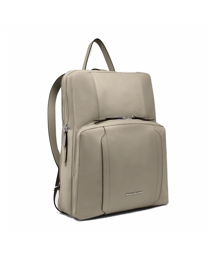 PIQUADRO ZAINO DONNA BACKPACK CIRCLE IN PELLE E TESSUTO ESPANDIBILE PORTA PC 15,6" E IPAD BEIGE CA6216W92T CO