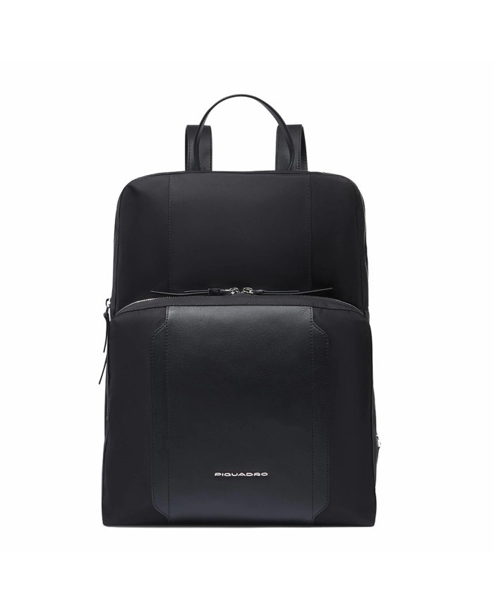 PIQUADRO ZAINO DONNA BACKPACK CIRCLE IN PELLE E TESSUTO ESPANDIBILE PORTA PC 15,6" E IPAD NERO CA6216W92T CO