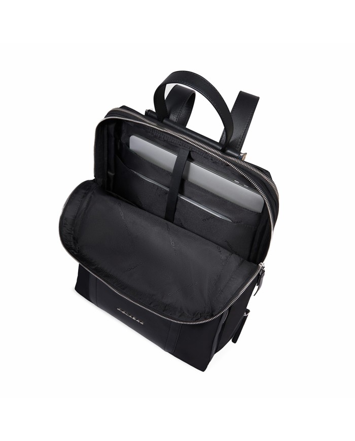 PIQUADRO ZAINO DONNA BACKPACK CIRCLE IN PELLE E TESSUTO ESPANDIBILE PORTA PC 15,6" E IPAD NERO CA6216W92T CO