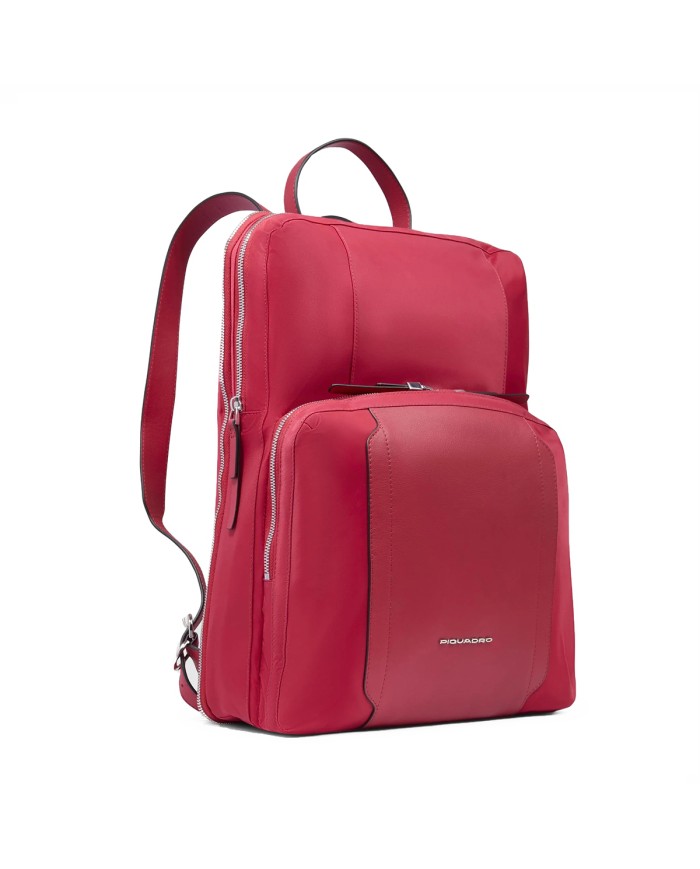 PIQUADRO ZAINO DONNA BACKPACK CIRCLE IN PELLE E TESSUTO ESPANDIBILE PORTA PC 15,6" E IPAD ROSSO CA6216W92T CO
