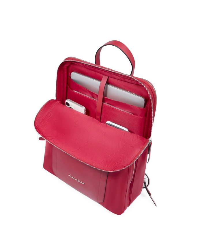 PIQUADRO ZAINO DONNA BACKPACK CIRCLE IN PELLE E TESSUTO ESPANDIBILE PORTA PC 15,6" E IPAD ROSSO CA6216W92T CO