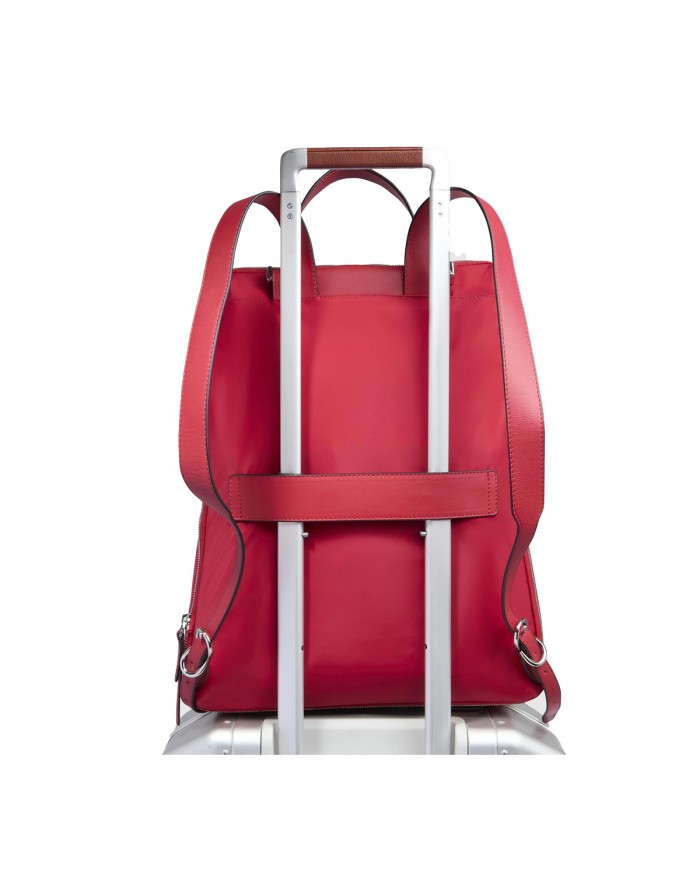 PIQUADRO ZAINO DONNA BACKPACK CIRCLE IN PELLE E TESSUTO ESPANDIBILE PORTA PC 15,6" E IPAD ROSSO CA6216W92T CO