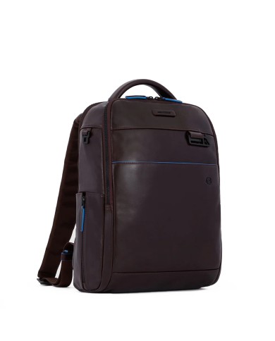 PIQUADRO ZAINO UOMO BACKPACK BLUE SQUARE IN PELLE PORTA PC 14" MOGANO CA6289B2V CO