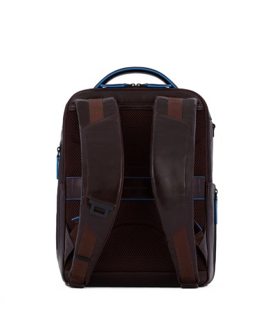 PIQUADRO ZAINO UOMO BACKPACK BLUE SQUARE IN PELLE PORTA PC 14" MOGANO CA6289B2V CO