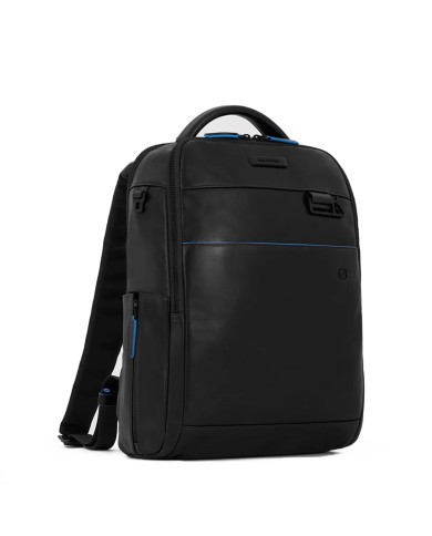 PIQUADRO ZAINO UOMO BACKPACK BLUE SQUARE IN PELLE PORTA PC 14" NERO CA6289B2V CO