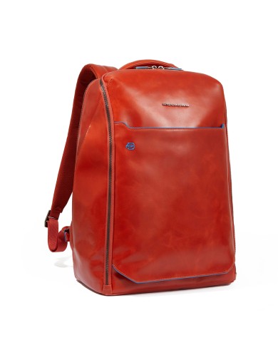 PIQUADRO ZAINO UOMO BACKPACK BLUE SQUARE IN PELLE PORTA PC 15,6" CUOIO ARANCIO CA6593B2 CO