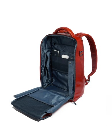 PIQUADRO ZAINO UOMO BACKPACK BLUE SQUARE IN PELLE PORTA PC 15,6" CUOIO ARANCIO CA6593B2 CO