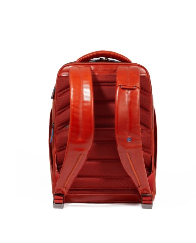 PIQUADRO ZAINO UOMO BACKPACK BLUE SQUARE IN PELLE PORTA PC 15,6" CUOIO ARANCIO CA6593B2 CO