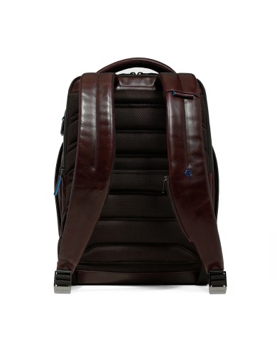 PIQUADRO ZAINO UOMO BACKPACK BLUE SQUARE IN PELLE PORTA PC 15,6" MOGANO CA6593B2 CO