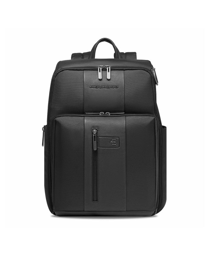 PIQUADRO ZAINO UOMO BACKPACK BIREF IN PELLE E TESSUTO PORTA PC 15,6" NERO CA6648BR2 CO