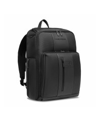 PIQUADRO ZAINO UOMO BACKPACK BIREF IN PELLE E TESSUTO PORTA PC 15,6" NERO CA6648BR2 CO