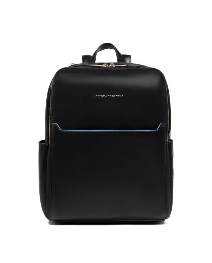 PIQUADRO ZAINO UOMO BACKPACK BLUE SQUARE IN PELLE PORTA PC 14" NERO CA6678B2 CO