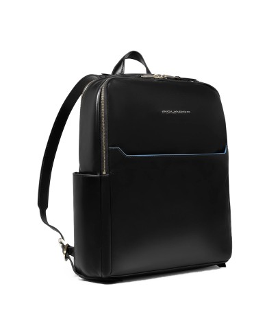 PIQUADRO ZAINO UOMO BACKPACK BLUE SQUARE IN PELLE PORTA PC 14" NERO CA6678B2 CO