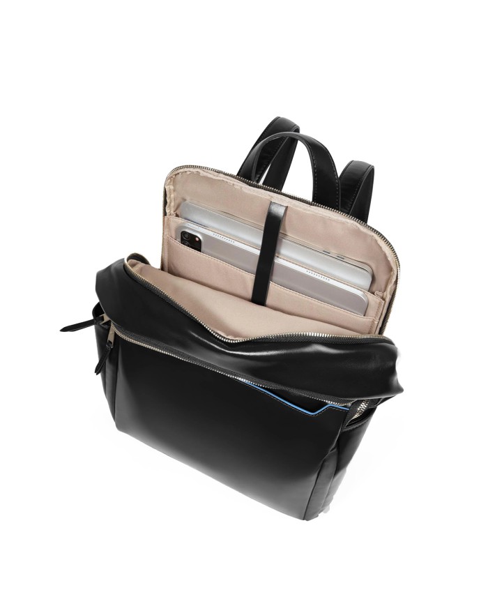 PIQUADRO ZAINO UOMO BACKPACK BLUE SQUARE IN PELLE PORTA PC 14" NERO CA6678B2 CO