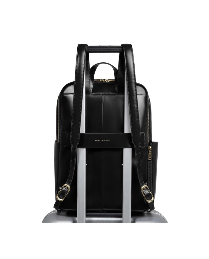 PIQUADRO ZAINO UOMO BACKPACK BLUE SQUARE IN PELLE PORTA PC 14" NERO CA6678B2 CO