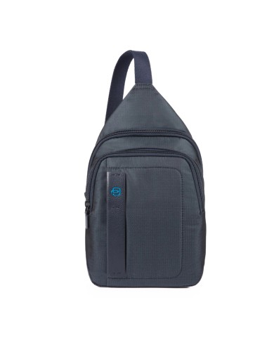 PIQUADRO MONOSPALLA UOMO ONE SHOULDER PULSE P16 IN PELLE E NYLON PORTA IPAD BLU CA4177P16 CO