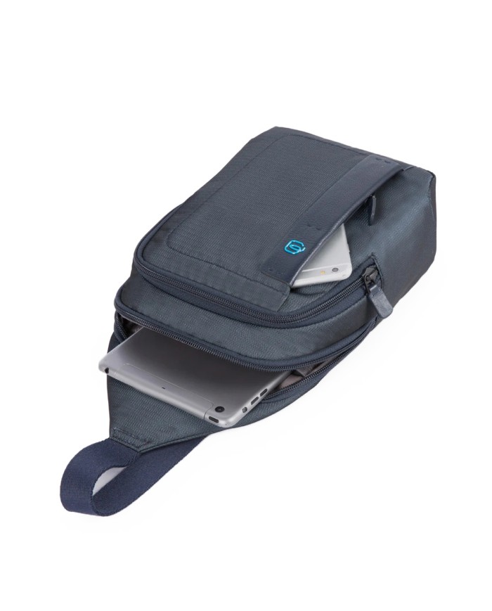 PIQUADRO MONOSPALLA UOMO ONE SHOULDER PULSE P16 IN PELLE E NYLON PORTA IPAD BLU CA4177P16 CO