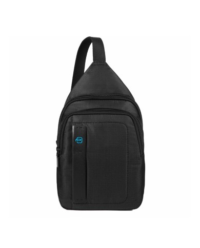 PIQUADRO MONOSPALLA UOMO ONE SHOULDER PULSE P16 IN PELLE E NYLON PORTA IPAD NERO CA4177P16 CO