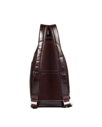 PIQUADRO ZAINO MONOSPALLA UOMO BACKPACK ONE SHOULDER BLUE SQUARE IN PELLE MOGANO CA4827B2 CO
