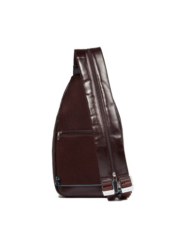 PIQUADRO ZAINO MONOSPALLA UOMO BACKPACK ONE SHOULDER BLUE SQUARE IN PELLE MOGANO CA4827B2 CO