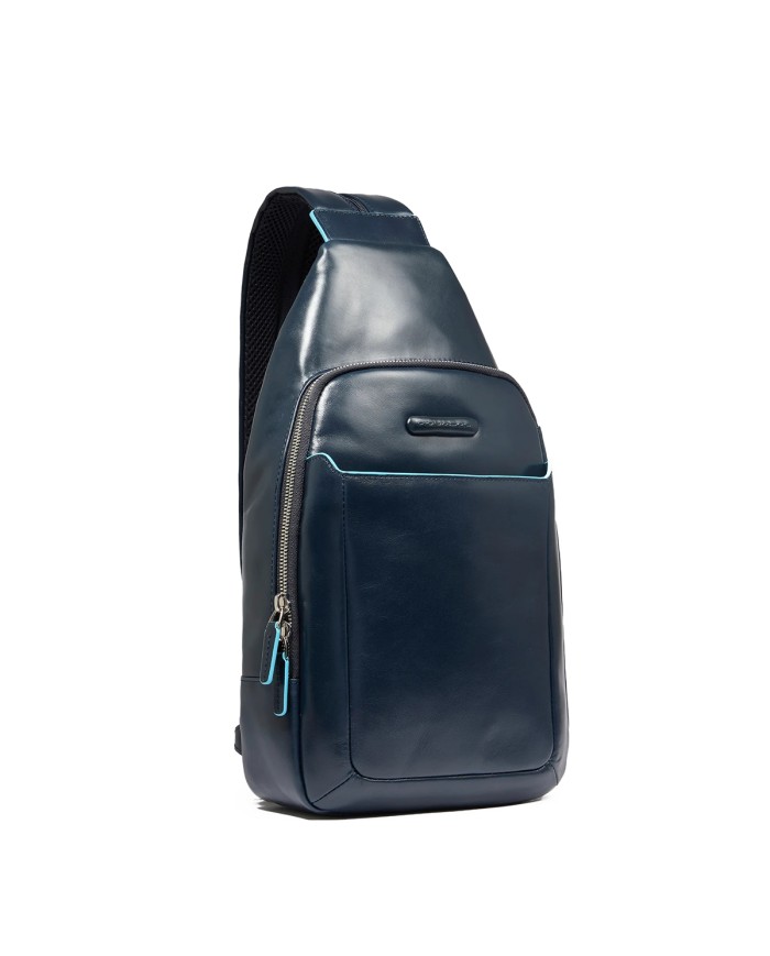 PIQUADRO ZAINO MONOSPALLA UOMO BACKPACK ONE SHOULDER BLUE SQUARE IN PELLE BLU CA4827B2 CO