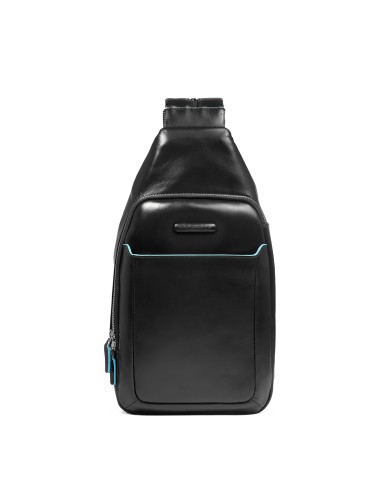 PIQUADRO ZAINO MONOSPALLA UOMO BACKPACK ONE SHOULDER BLUE SQUARE IN PELLE NERO CA4827B2 CO