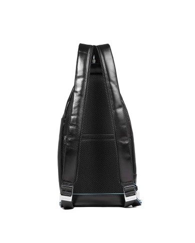 PIQUADRO ZAINO MONOSPALLA UOMO BACKPACK ONE SHOULDER BLUE SQUARE IN PELLE NERO CA4827B2 CO