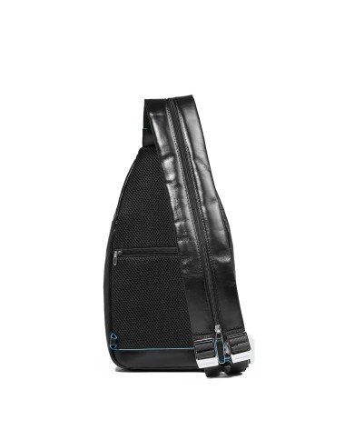 PIQUADRO ZAINO MONOSPALLA UOMO BACKPACK ONE SHOULDER BLUE SQUARE IN PELLE NERO CA4827B2 CO