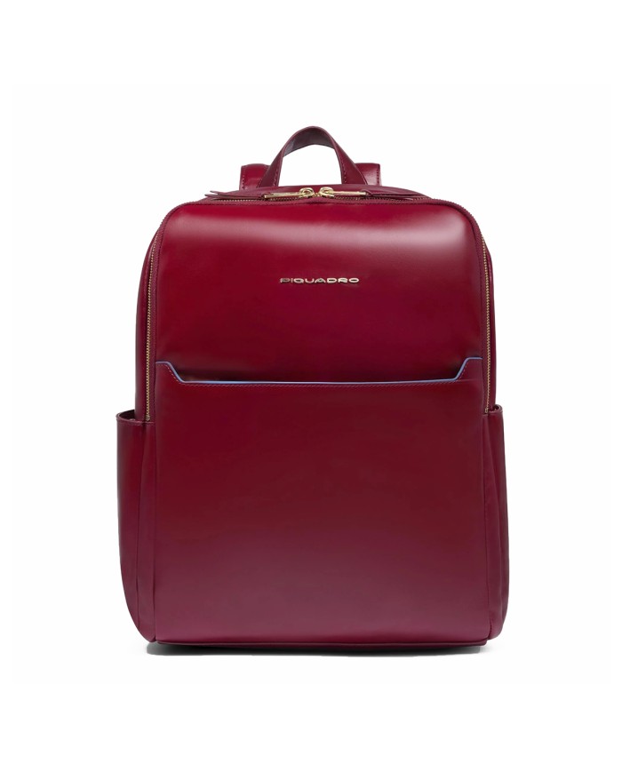 PIQUADRO ZAINO UOMO BACKPACK BLUE SQUARE IN PELLE PORTA PC 14" ROSSO CA6678B2 CO