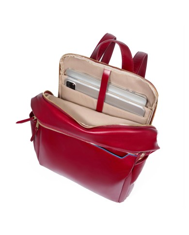 PIQUADRO ZAINO UOMO BACKPACK BLUE SQUARE IN PELLE PORTA PC 14" ROSSO CA6678B2 CO
