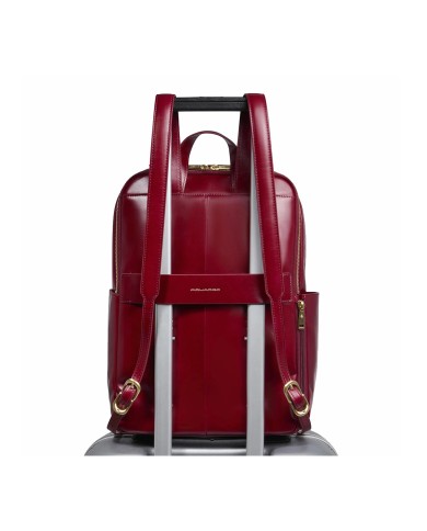 PIQUADRO ZAINO UOMO BACKPACK BLUE SQUARE IN PELLE PORTA PC 14" ROSSO CA6678B2 CO