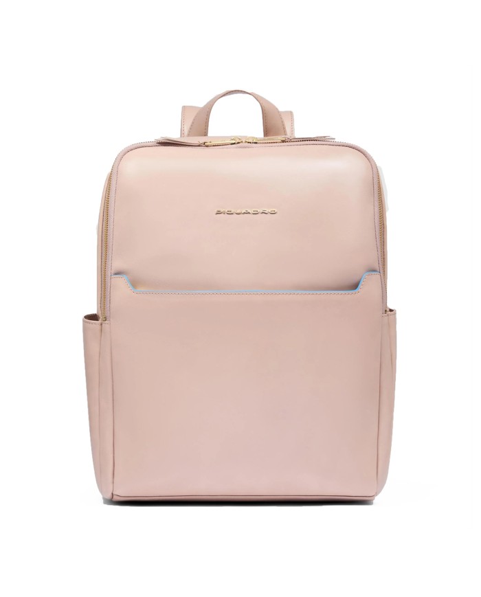 PIQUADRO ZAINO UOMO BACKPACK BLUE SQUARE IN PELLE PORTA PC 14" ROSA CA6678B2 CO