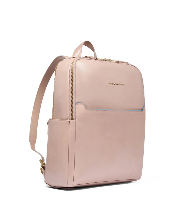 PIQUADRO ZAINO UOMO BACKPACK BLUE SQUARE IN PELLE PORTA PC 14" ROSA CA6678B2 CO