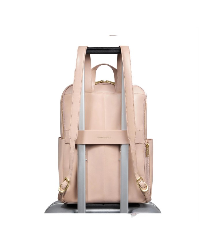 PIQUADRO ZAINO UOMO BACKPACK BLUE SQUARE IN PELLE PORTA PC 14" ROSA CA6678B2 CO
