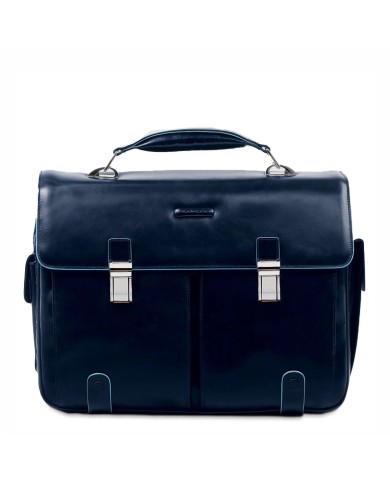 PIQUADRO CARTELLA UOMO BRIEFCASE BLUE SQUARE PORTA PC 15,6" IN PELLE BLU CA1068B2 CO