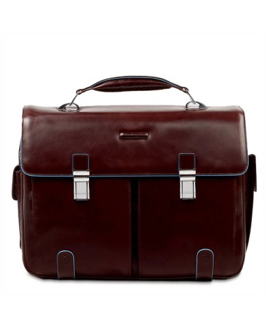 PIQUADRO CARTELLA UOMO BRIEFCASE BLUE SQUARE PORTA PC 15,6" IN PELLE MOGANO CA1068B2 CO
