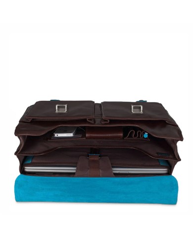 PIQUADRO CARTELLA UOMO BRIEFCASE BLUE SQUARE PORTA PC 15,6" IN PELLE MOGANO CA1068B2 CO