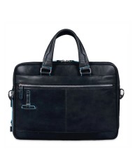PIQUADRO CARTELLA UOMO BRIEFCASE BLUE SQUARE PORTA PC 15" E IPAD IN PELLE BLUE CA2842B2 CO