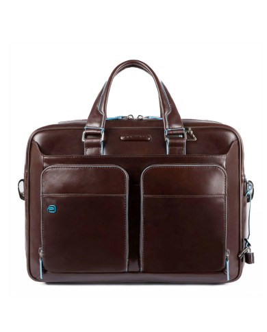 PIQUADRO CARTELLA UOMO BRIEFCASE BLUE SQUARE PORTA PC 15" E IPAD IN PELLE MOGANO CA2842B2 CO