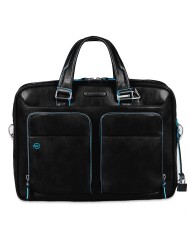 PIQUADRO CARTELLA UOMO BRIEFCASE BLUE SQUARE PORTA PC 15" E IPAD IN PELLE NERO CA2842B2 CO