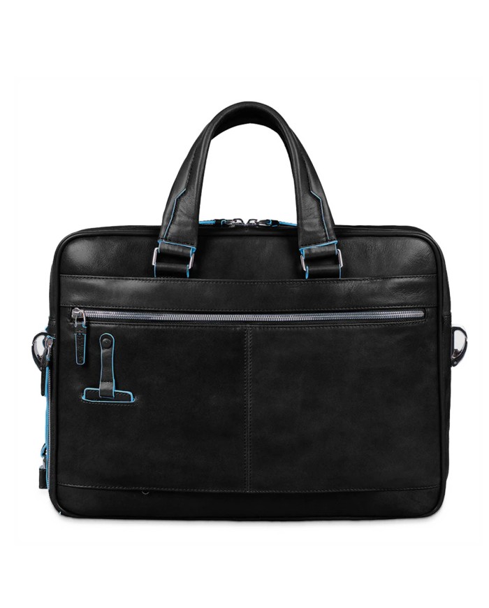 PIQUADRO CARTELLA UOMO BRIEFCASE BLUE SQUARE PORTA PC 15" E IPAD IN PELLE NERO CA2842B2 CO