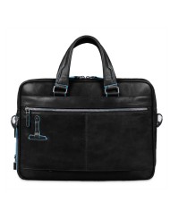 PIQUADRO CARTELLA UOMO BRIEFCASE BLUE SQUARE PORTA PC 15" E IPAD IN PELLE NERO CA2842B2 CO