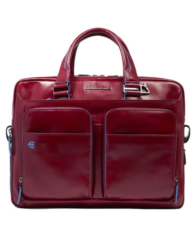 PIQUADRO CARTELLA UOMO BRIEFCASE BLUE SQUARE PORTA PC 15" E IPAD IN PELLE ROSSO CA2842B2 CO