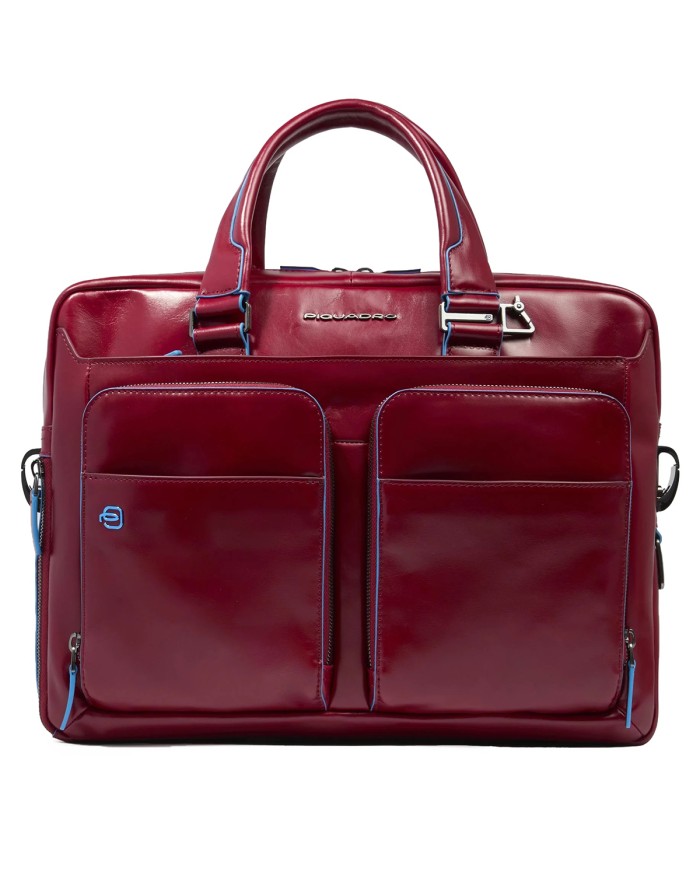 PIQUADRO CARTELLA UOMO BRIEFCASE BLUE SQUARE PORTA PC 15" E IPAD IN PELLE ROSSO CA2842B2 CO