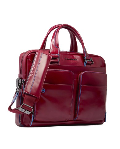 PIQUADRO CARTELLA UOMO BRIEFCASE BLUE SQUARE PORTA PC 15" E IPAD IN PELLE ROSSO CA2842B2 CO