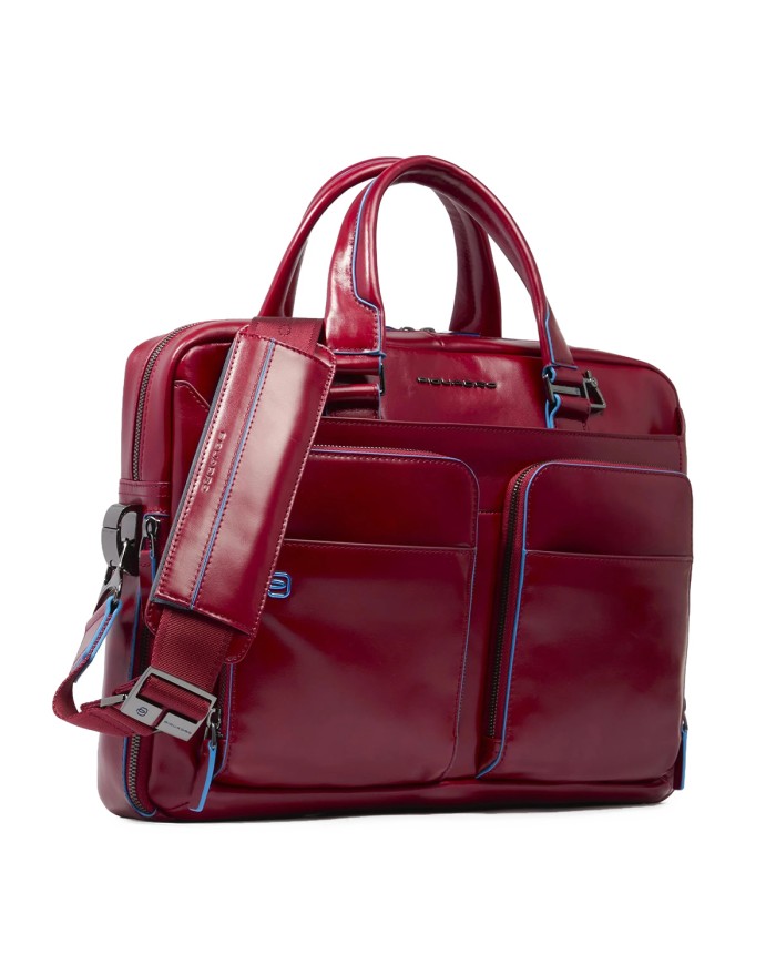 PIQUADRO CARTELLA UOMO BRIEFCASE BLUE SQUARE PORTA PC 15" E IPAD IN PELLE ROSSO CA2842B2 CO