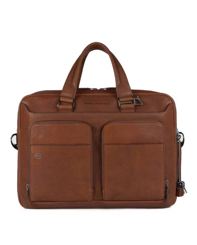 PIQUADRO CARTELLA UOMO BRIEFCASE BLACK SQUARE PORTA PC 15" E IPAD IN PELLE CUOIO CA2842B3 CO