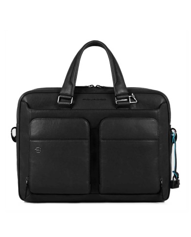 PIQUADRO CARTELLA UOMO BRIEFCASE BLACK SQUARE PORTA PC 15" E IPAD IN PELLE NERO CA2842B3 CO